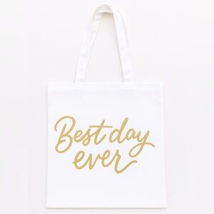 “Best Day Ever” Canvas Cotton Medium Tote Bag New Bridal Inspirational New NWOT